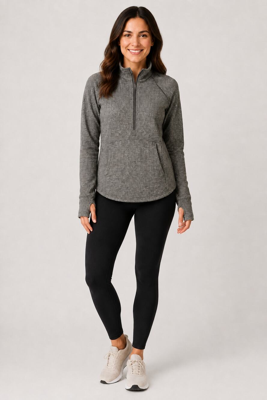 Kyodan Outdoor Women’s Medium Gray Herringbone Quarter-Zip Pullover